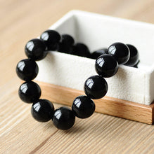 Load image into Gallery viewer, 10% OFF- 54-60mm Certified Natural Black Pearl Emerald A*Jade HandCarved Beads Stretchy Bracelet