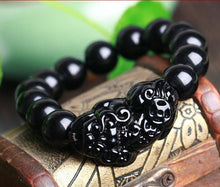Load image into Gallery viewer, 10% OFF- 54-60mm Certified Natural Black Pearl Emerald A*Jade HandCarved Beads Stretchy Bracelet