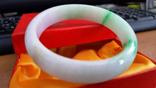 Load image into Gallery viewer, 10% OFF- 56/57/58 mm Certified Natural 3 Color Jadeite Emerald A Jade HandCarved Bracelet Bangle A517