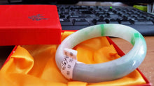 Load image into Gallery viewer, 10% OFF- 56/57/58 mm Certified Natural 3 Color Jadeite Emerald A Jade HandCarved Bracelet Bangle A653