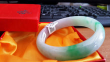Load image into Gallery viewer, 10% OFF- 56/57/58 mm Certified Natural 3 Color Jadeite Emerald A Jade HandCarved Bracelet Bangle A653