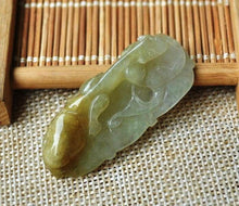 Load image into Gallery viewer, 10% OFF- Certified Natural Icy Jadeite Emerald Jade Tablet Dragon Pendant 《Grade A》3339
