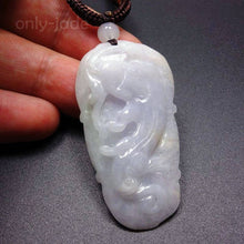 Load image into Gallery viewer, 10% OFF- Certified Natural Lavender Icy Jadeite Emerald Jade Tablet Dragon Pendant 《Grade A》5245