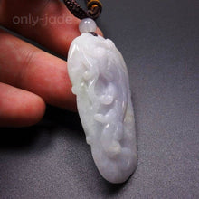 Load image into Gallery viewer, 10% OFF- Certified Natural Lavender Icy Jadeite Emerald Jade Tablet Dragon Pendant 《Grade A》5245