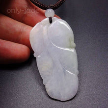 Load image into Gallery viewer, 10% OFF- Certified Natural Lavender Icy Jadeite Emerald Jade Tablet Dragon Pendant 《Grade A》5245