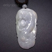 Load image into Gallery viewer, 10% OFF- Certified Natural Lavender Icy Jadeite Emerald Jade Tablet Dragon Pendant 《Grade A》5245