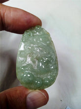 Load image into Gallery viewer, 10% OFF- Certified Natural Oily Jadeite Emerald Jade Tablet Translucent Dragon Cloud Pendant 《Grade A》0095