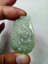 Load image into Gallery viewer, 10% OFF- Certified Natural Oily Jadeite Emerald Jade Tablet Translucent Dragon Cloud Pendant 《Grade A》0095
