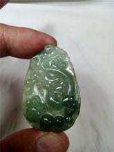 Load image into Gallery viewer, 10% OFF- Certified Natural Oily Jadeite Emerald Jade Tablet Translucent Dragon Pendant 《Grade A》0104