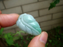 Load image into Gallery viewer, 10% OFF- Certified Natural Jadeite Emerald Jade Tablet Translucent Leaf Pendant 《Grade A》8987