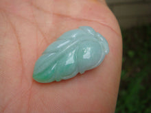Load image into Gallery viewer, 10% OFF- Certified Natural Jadeite Emerald Jade Tablet Translucent Leaf Pendant 《Grade A》8987