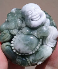 Load image into Gallery viewer, 10% OFF- Certified Natural Jadeite Emerald Jade Tablet Translucent Buddha Pendant 《Grade A》0165