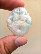 Load image into Gallery viewer, 10% OFF- Certified Natural Jadeite Emerald Jade Tablet Translucent 2 Dragons Pendant 《Grade A》0188