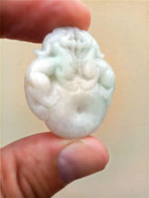 Load image into Gallery viewer, 10% OFF- Certified Natural Jadeite Emerald Jade Tablet Translucent 2 Dragons Pendant 《Grade A》0188