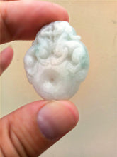 Load image into Gallery viewer, 10% OFF- Certified Natural Jadeite Emerald Jade Tablet Translucent 2 Dragons Pendant 《Grade A》0188