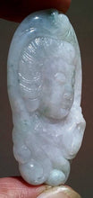 Load image into Gallery viewer, 10% OFF- Certified Natural Floral Jadeite Emerald Jade Tablet Translucent Guanyin Pendant 《Grade A》0202
