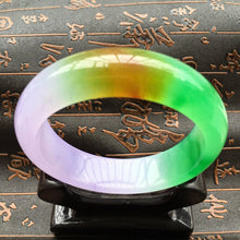 Load image into Gallery viewer, 10% OFF- 59/60/61mm Certified Natural 3 Color Jadeite Emerald A*Jade HandCarved Bangle A1940