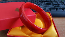 Load image into Gallery viewer, 10% OFF- 61/62/63 mm Certified Natural Red Emerald A Jade HandCarved Bangle