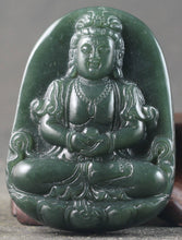 Load image into Gallery viewer, Certified Natural Jadeite Emerald Jade Guanyin Pendant《Grade A》