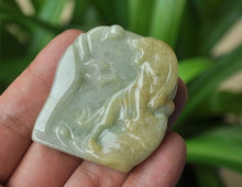 Load image into Gallery viewer, 10% OFF- Certified Natural Jadeite Emerald Jade Tablet Translucent Tiger Pendant《Grade A》3871