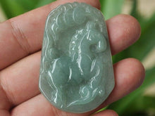 Load image into Gallery viewer, 10% OFF- Certified Natural Ice Jadeite Emerald Jade Tablet Translucent Horse Pendant 《Grade A》3826