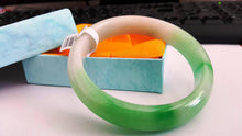 Load image into Gallery viewer, 10% OFF- 56/57/58 mm Certified Natural Jadeite Emerald Jade Bangle《Grade A》A519