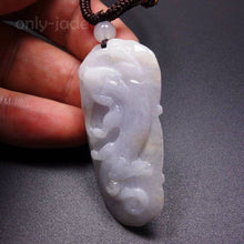 Load image into Gallery viewer, 10% OFF- Certified Natural Lavender Icy Jadeite Emerald Jade Tablet Dragon Pendant 《Grade A》5245