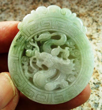 Load image into Gallery viewer, 10% OFF- Certified Natural Jadeite Emerald Jade Tablet Dragon Pendant 《Grade A》0083
