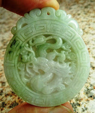 Load image into Gallery viewer, 10% OFF- Certified Natural Jadeite Emerald Jade Tablet Dragon Pendant 《Grade A》0083