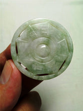 Load image into Gallery viewer, 10% OFF- Certified Natural Jadeite Emerald Jade Tablet 8 Diagram Feng Shui运转乾坤 Pendant 《Grade A》0221