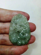 Load image into Gallery viewer, 10% OFF- Certified Natural Oily Jadeite Emerald Jade Tablet Translucent Dragon Cloud Pendant 《Grade A》0095