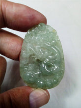Load image into Gallery viewer, 10% OFF- Certified Natural Oily Jadeite Emerald Jade Tablet Translucent Dragon Cloud Pendant 《Grade A》0095