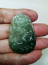 Load image into Gallery viewer, 10% OFF- Certified Natural Oily Jadeite Emerald Jade Tablet Translucent Dragon Pendant 《Grade A》0104