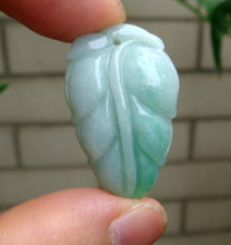 Load image into Gallery viewer, 10% OFF- Certified Natural Jadeite Emerald Jade Tablet Translucent Leaf Pendant 《Grade A》8987
