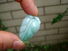 Load image into Gallery viewer, 10% OFF- Certified Natural Jadeite Emerald Jade Tablet Translucent Leaf Pendant 《Grade A》8987