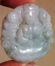 Load image into Gallery viewer, 10% OFF- Certified Natural Jadeite Emerald Jade Tablet Translucent Guanyin Pendant 《Grade A》0190