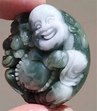 Load image into Gallery viewer, 10% OFF- Certified Natural Jadeite Emerald Jade Tablet Translucent Buddha Pendant 《Grade A》0165