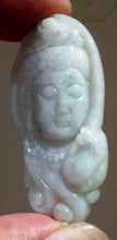 Load image into Gallery viewer, 10% OFF- Certified Natural Floral Jadeite Emerald Jade Tablet Translucent Guanyin Pendant 《Grade A》0202
