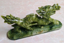 Load image into Gallery viewer, 7''L- 2 pcs-A Pair of Chinese Genuine Natural Green Jade HandCarved Dragon Statues