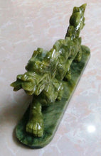Load image into Gallery viewer, 7''L- 2 pcs-A Pair of Chinese Genuine Natural Green Jade HandCarved Dragon Statues