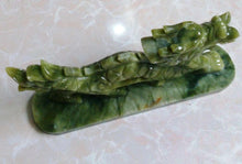 Load image into Gallery viewer, 7''L- 2 pcs-A Pair of Chinese Genuine Natural Green Jade HandCarved Dragon Statues