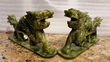 Load image into Gallery viewer, 7''L- 2 pcs-A Pair of Chinese Genuine Natural Green Jade HandCarved Dragon Statues (Large)