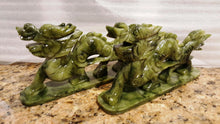 Load image into Gallery viewer, 2pcs Large- A Pair of Chinese Genuine Natural Green Jade HandCarved Dragon Statues