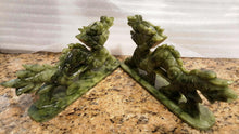 Load image into Gallery viewer, 2pcs Large- A Pair of Chinese Genuine Natural Green Jade HandCarved Dragon Statues