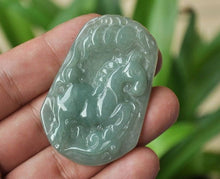 Load image into Gallery viewer, 10% OFF- Certified Natural Ice Jadeite Emerald Jade Tablet Translucent Horse Pendant 《Grade A》3826