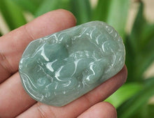 Load image into Gallery viewer, 10% OFF- Certified Natural Ice Jadeite Emerald Jade Tablet Translucent Horse Pendant 《Grade A》3826