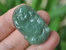 Load image into Gallery viewer, 10% OFF- Certified Natural Oily Icy Jadeite Emerald A*Jade HandCarved Buddha Pendant A-6756