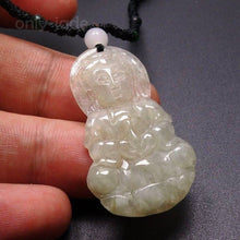Load image into Gallery viewer, 10% OFF- Certified Natural Ice Jadeite Emerald Jade Tablet Translucent Guanyin Pendant 《Grade A》1110
