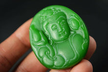 Load image into Gallery viewer, 10% OFF- Certified Natural Emerald Jade Handcarved Guanyin Pendant A19402018