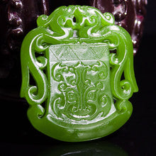 Load image into Gallery viewer, 10% OFF- Certified Natural Jadeite Emerald A Jade HandCarved Double-Dragons Pendant